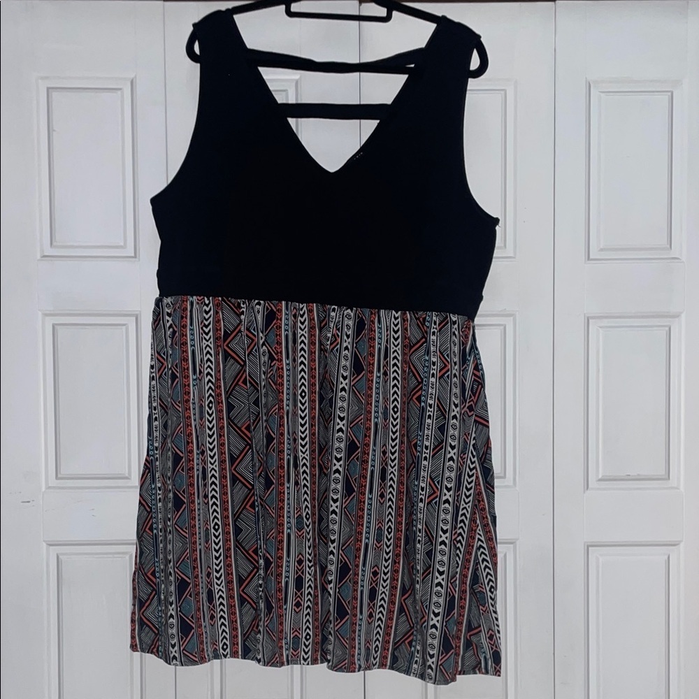 Torrid Black and Multicolor Geometric Mini Dress